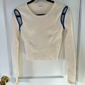 Find Me Now Cut Out Shoulder Knit White Sweater - Size Small
